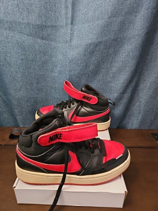 Nike Other - Nike Court Borough Mid 2 GS Bred Black University Red Size 6Y